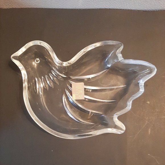 Mikasa Flying Bird Dove Clear Glass Trinket Dish Nut Candy Bowl Japan - Picture 1 of 7